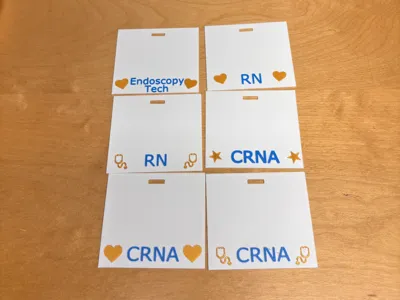 RN, CRNA, and Endoscopy Tech Badge Reel inserts