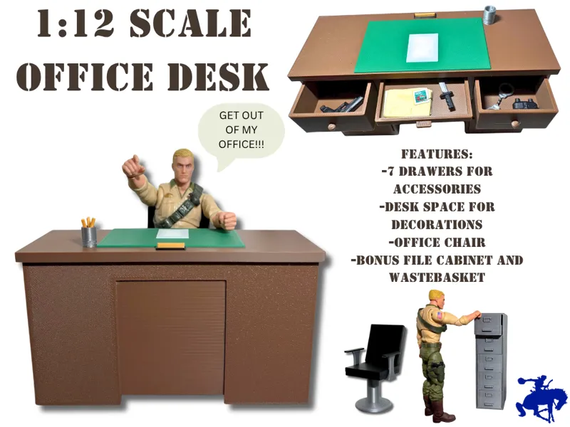 Office Desk & Chair for 1:12 Scale Action Figures