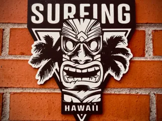 Wall Art Surfing Tiki Hawaii