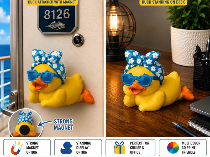 Cute Summer Duck – Blue Daisy Lounger