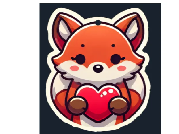 A fox with a heart in its paws Keychain 