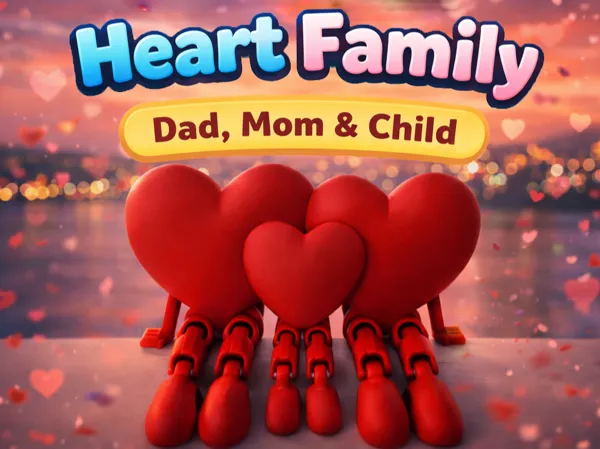 Famille cœurs - Papa, Maman & Enfant