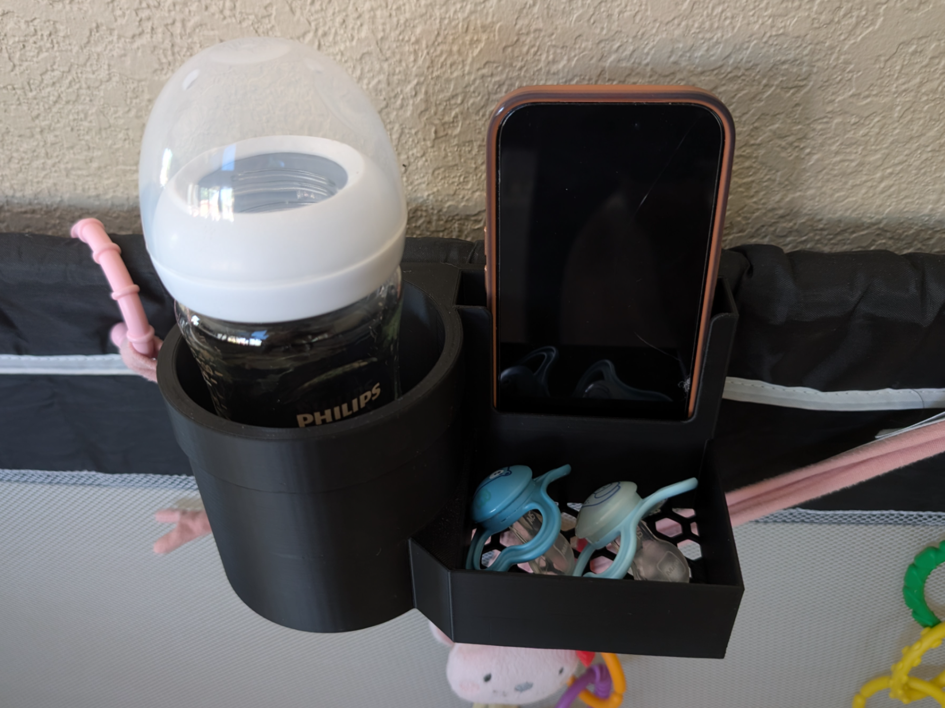 Playpen Bottle, Pacifier & Phone Holder
