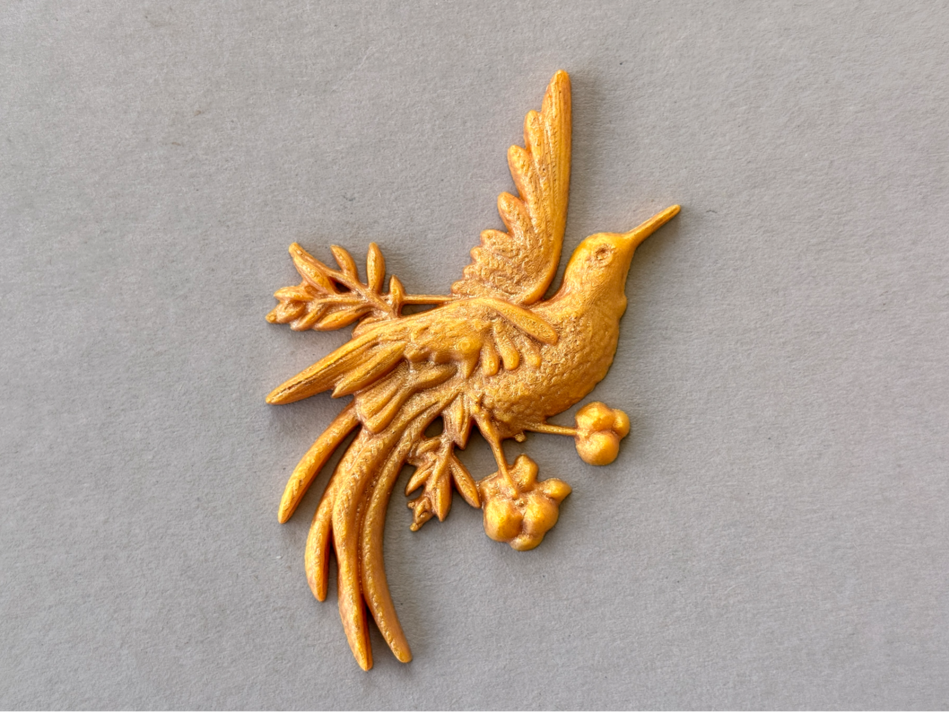 Hummingbird & Flower Brooch Pin
