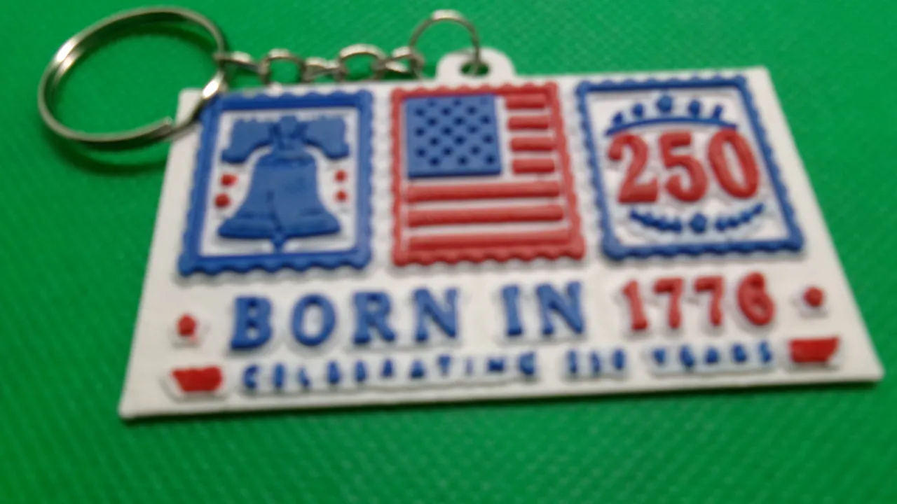 Born in 1776 earrings and keychain view 3
