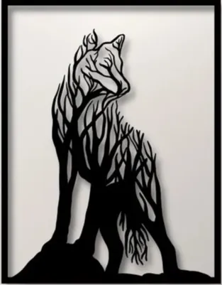 Wolf wall art SVG3 - single color.