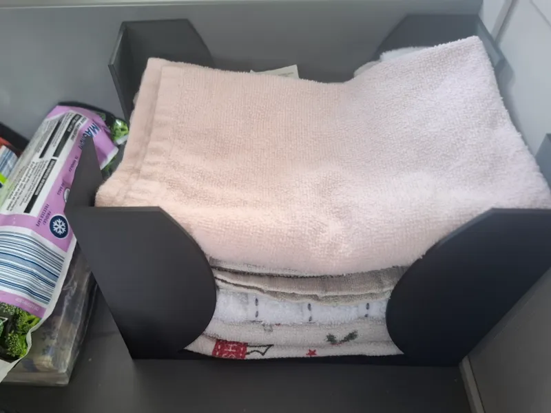 Kitchen towel holder for in drawer