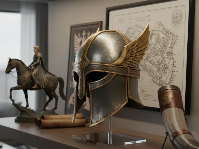 Özel Tasarım Rohan Miğfer Süs Dekoratif Koleksiyonluk Biblo Hediye