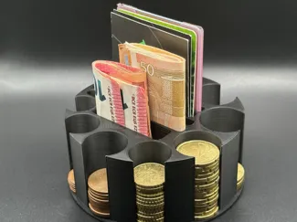 Compact Euro coins & bills holder