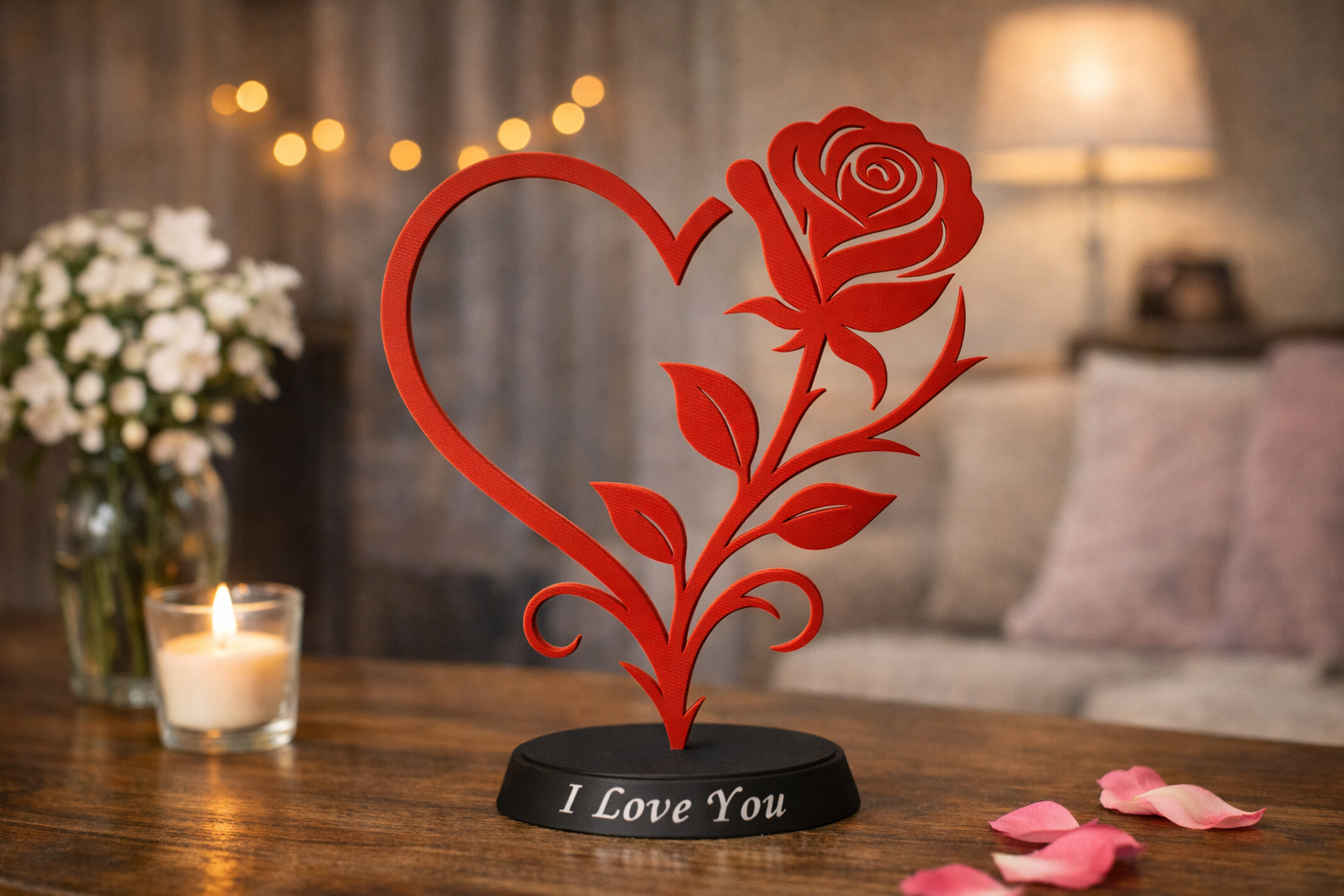 Miniatura 1 do modelo 3D Valentine Rose (Cutom Text)