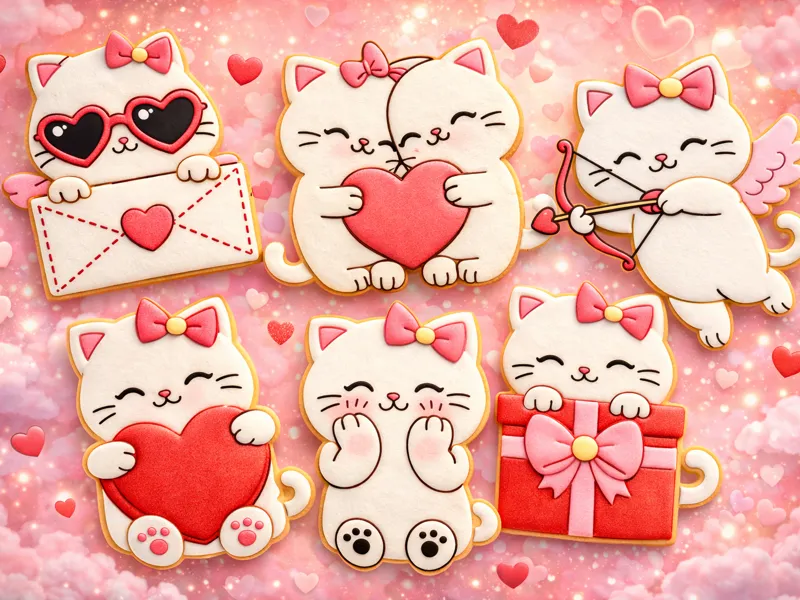 Valentine Cats Cookie Cutter Set