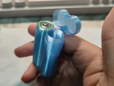 Two AA battery storage box, snugly fitted and super material efficient