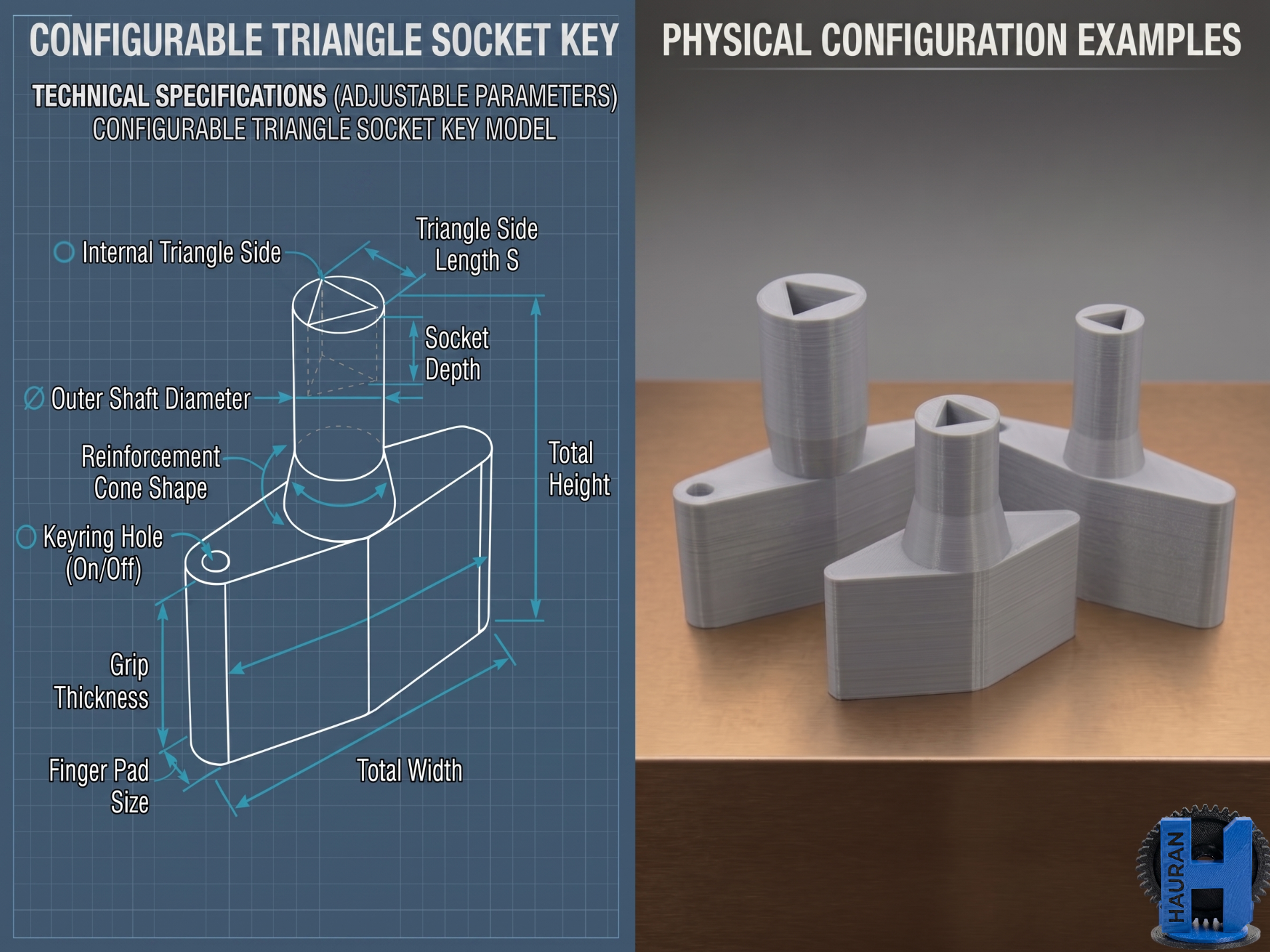 Customizable Triangle Socket Cabinet Key