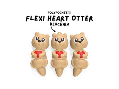 Cute Flexi Heart Otter Keychain - No Supports