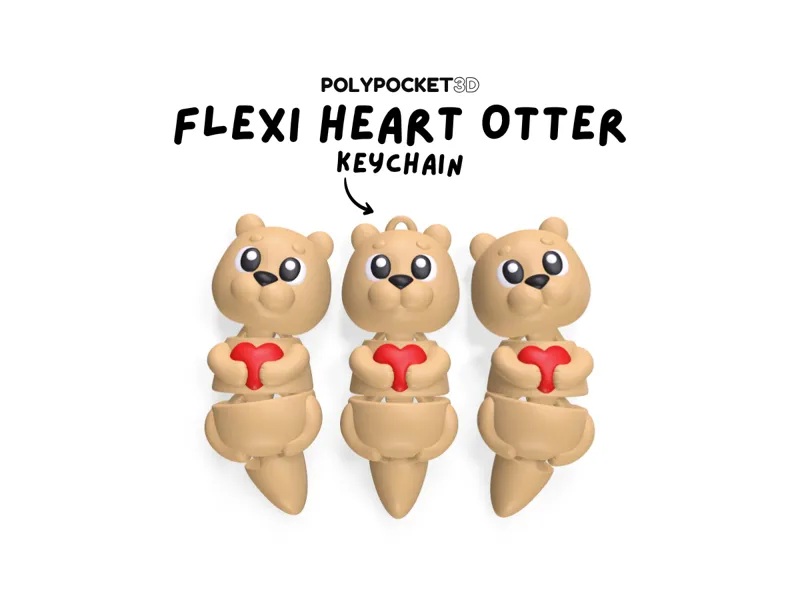 Cute Flexi Heart Otter Keychain - No Supports