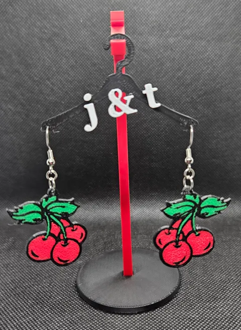 Cherries earrings view 2