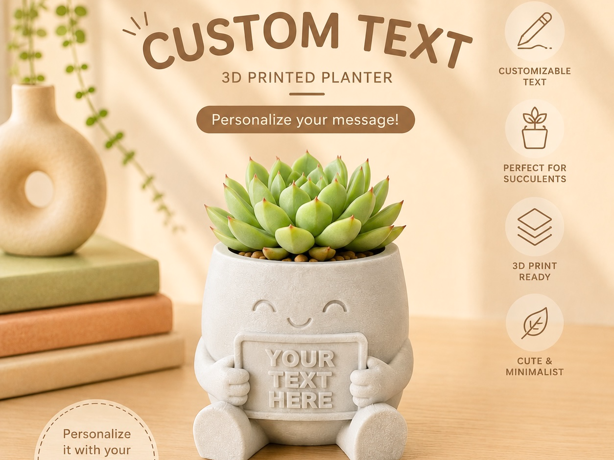 Custom Text Planter – Personalized Planter Pot