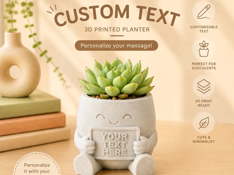 Custom Text Planter – Personalized Planter Pot