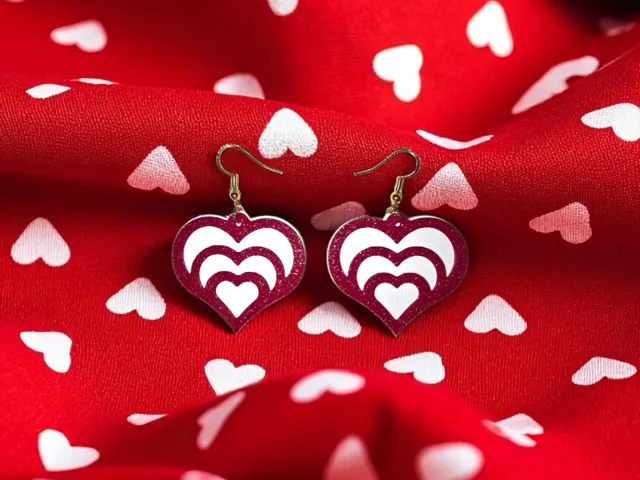 Red and white hearts earrings