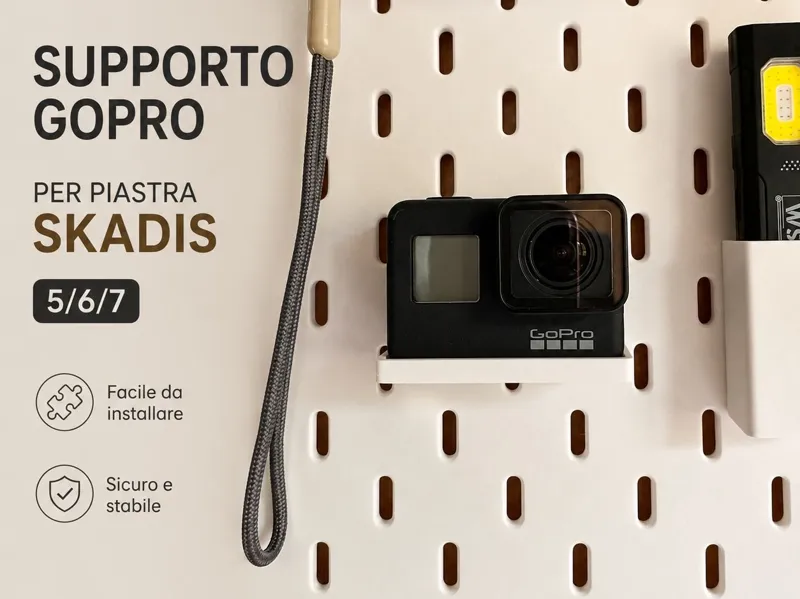 supporto skadis per gopro 5/6/7 - design minimal