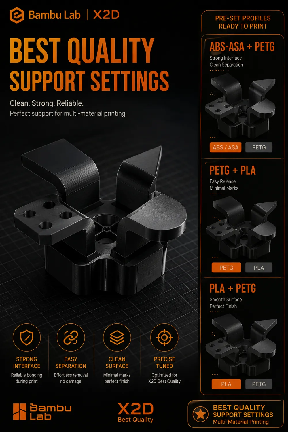 Bambu Lab X2D – Best Quality Support Settings - Free 3D Print Model ...