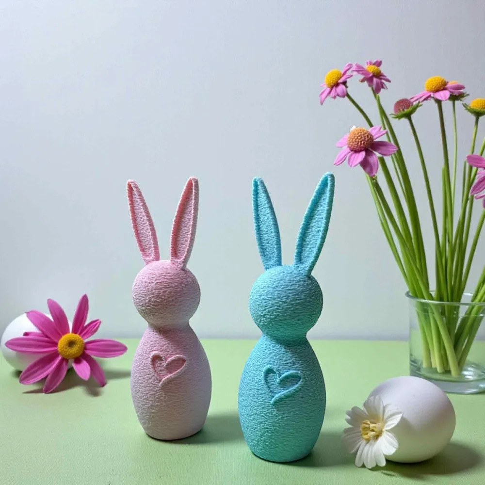 Easter Bunny Heart Fuzzy - Free 3D Print Model - MakerWorld