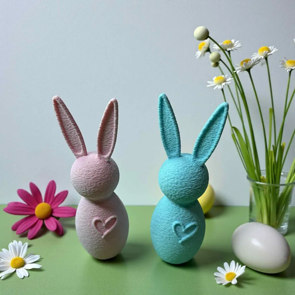 Easter Bunny Heart Fuzzy - Free 3D Print Model - MakerWorld