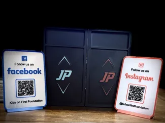 Follow Us Desk Sign Case