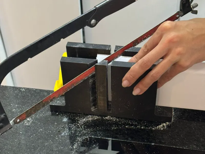 miter saw guide for broom holder