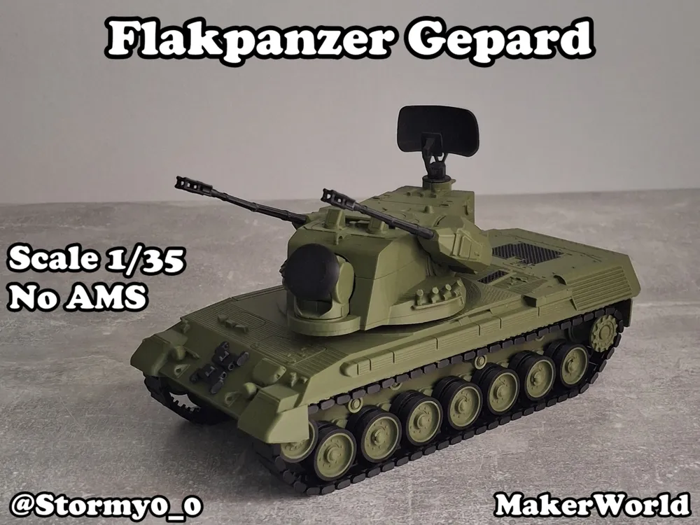 Accesorio para impresora 3D: Flakpanzer Gepard. Referencia del modelo original.