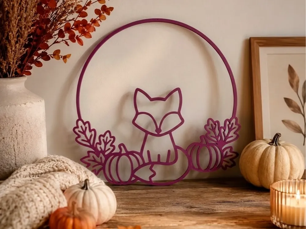 Letrero o emblema decorativo: Kranz mit herbstlichen Details und Fuchs. Referencia del modelo original.