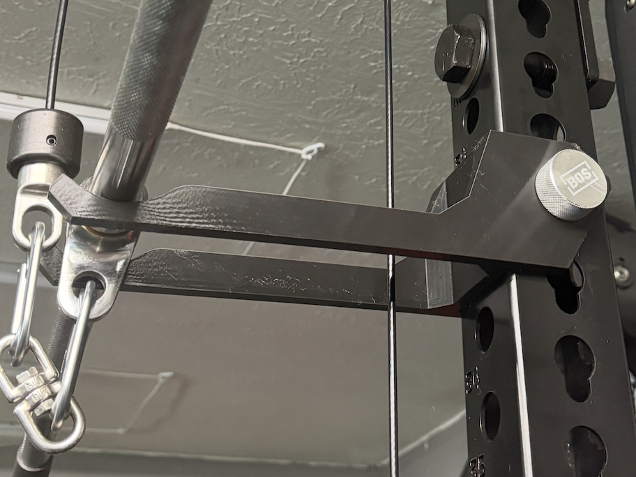 Lat pulldown bar storage hook 3x3 rack w/1" hole