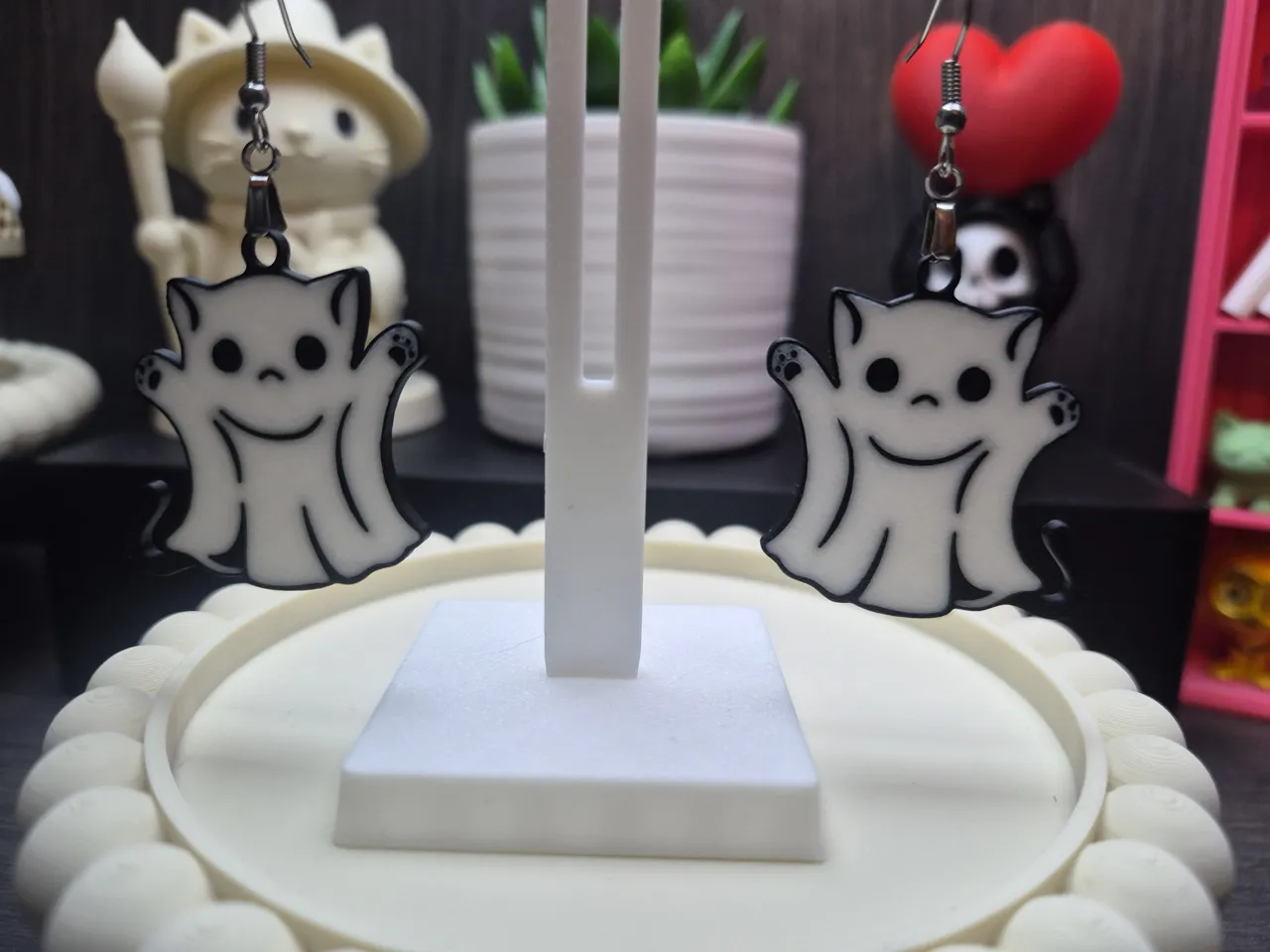 Ghost Cat Earrings view 2