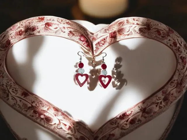 Red and white heart earrings