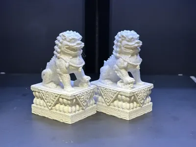 Auspicious Stone Lion Series 7 (Pair, Single 1.6h)