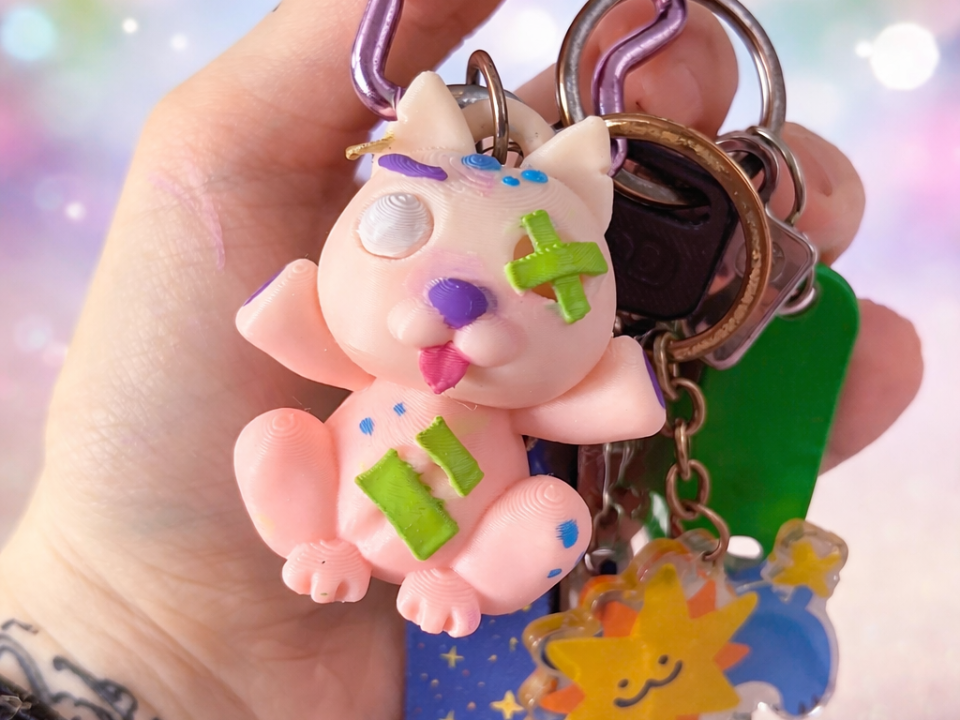 Patchy Zombie Kitty Keychain / backpack 