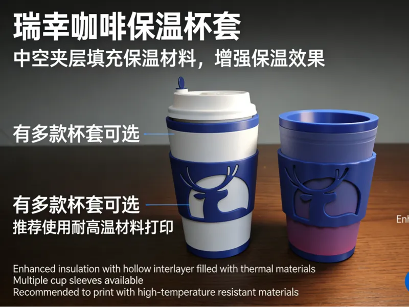瑞幸咖啡热美式专用保温杯套 - 中空隔热层设计 | 多款可选
