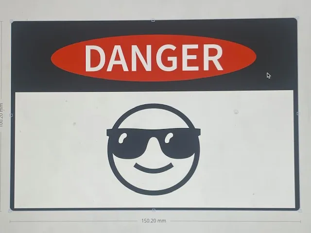Warning cool guy sign