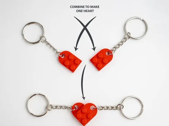 Brick Heart Keychain Set
