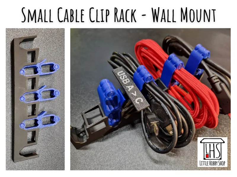Small Cable Clip Rack - Wall Mount Version