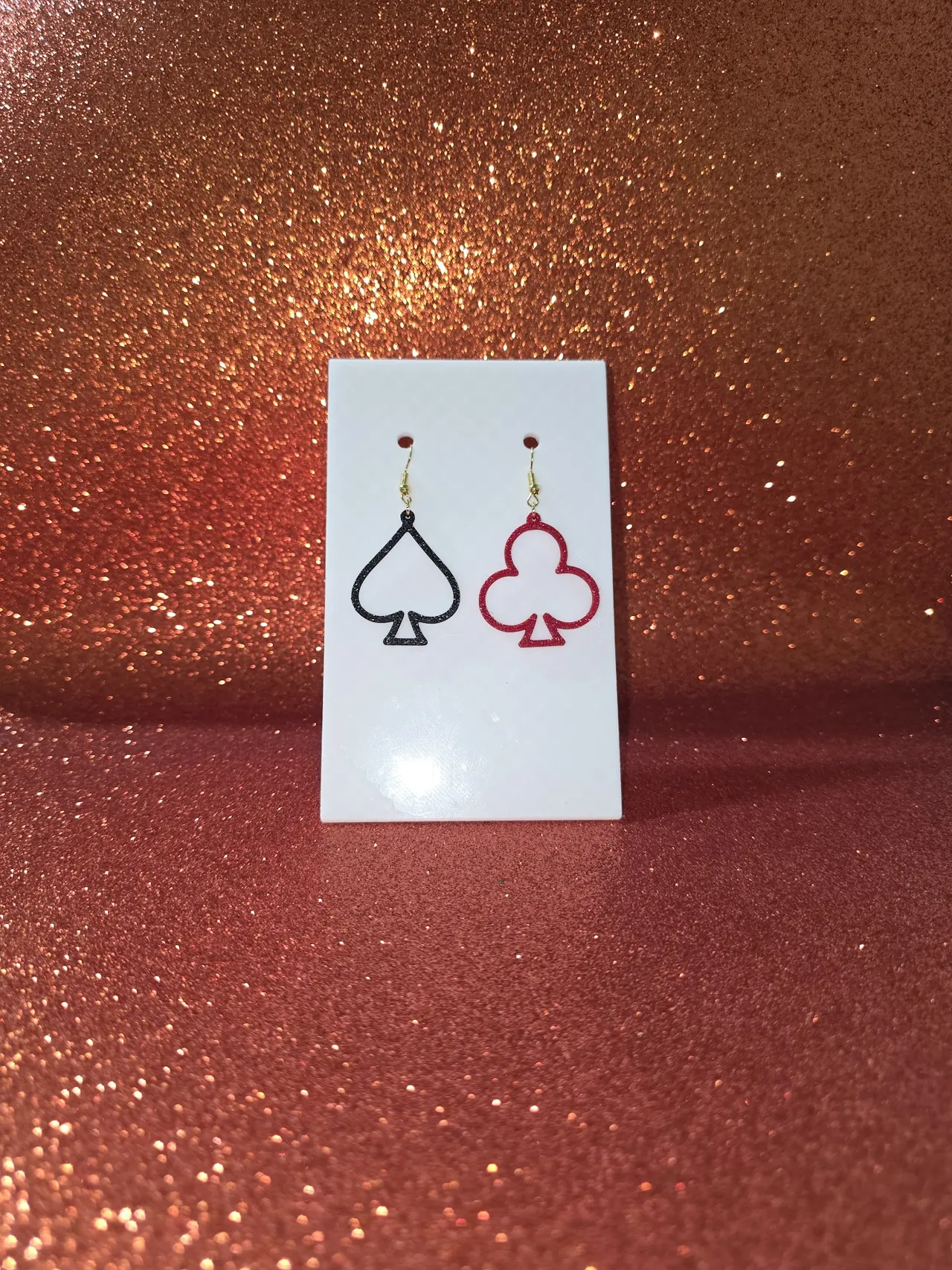 Clubs and spades earrings view 2