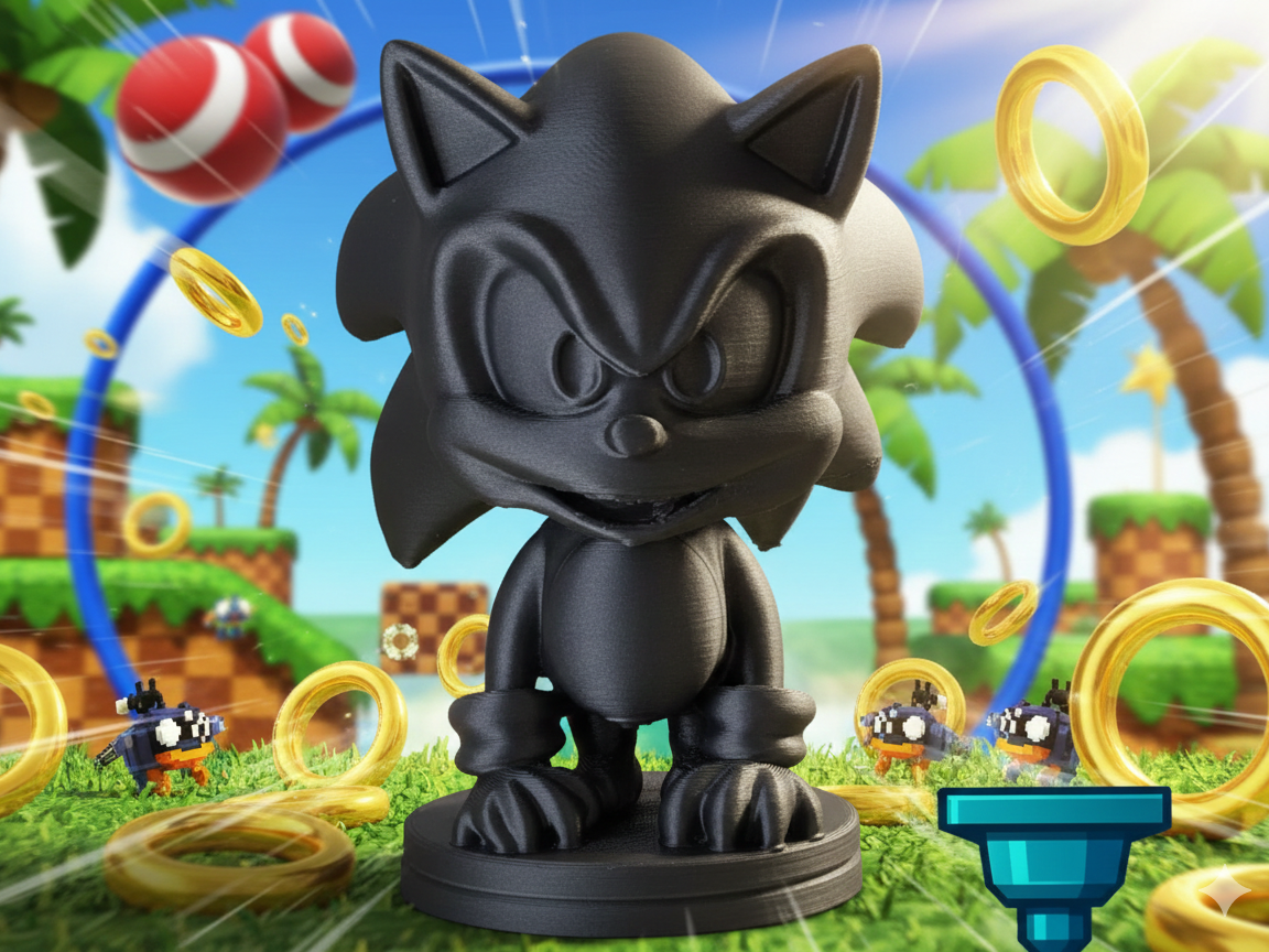 Sonic stylisé - Figurine 3D fun et expressive