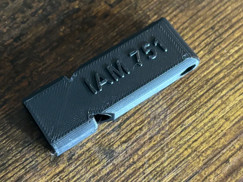 "IAM 751" Labeled Whistle 