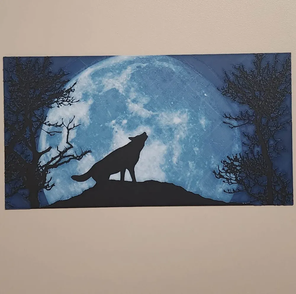 Wolf Moon (hueforge) by briankstan MakerWorld: Download Free 3D Models