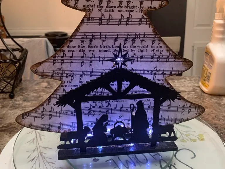 nativity scene & christmas tree
