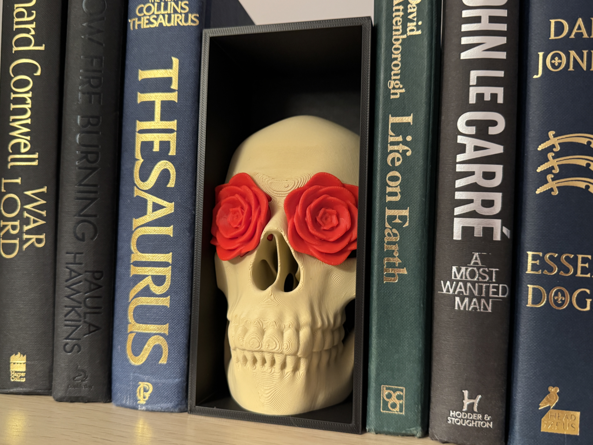 Gothic Skull Rose Book Nook Bookshelf Insert