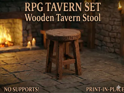 Wooden Tavern Stool - RPG Set