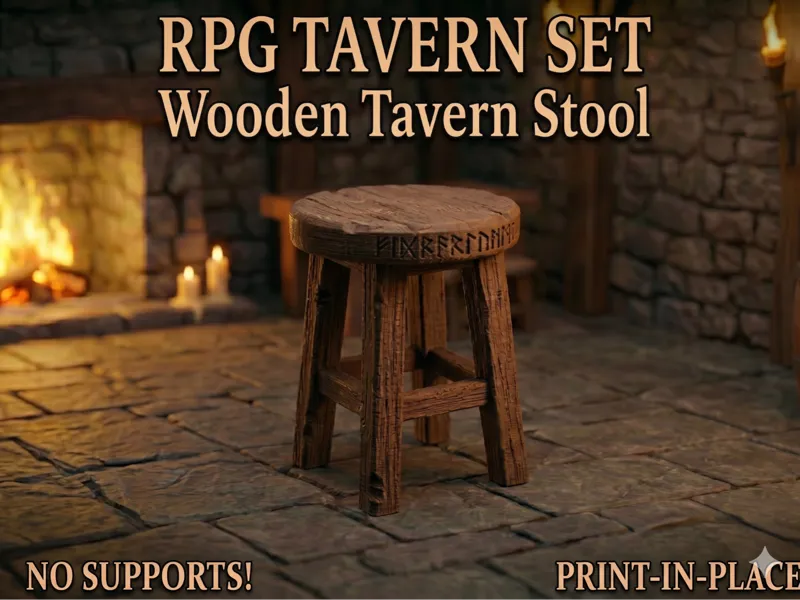 Wooden Tavern Stool - RPG Set