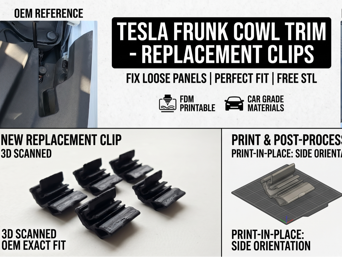 Tesla 3 Highland 2025 Frunk Cover Replacement Clip