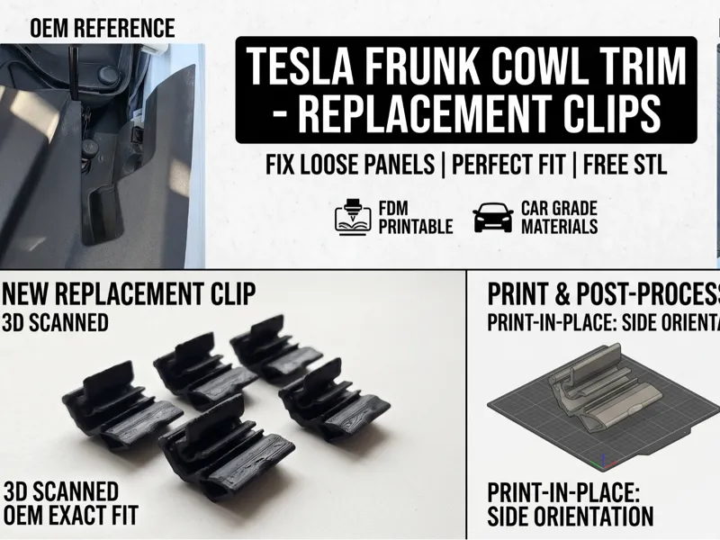 Tesla 3 Highland 2025 Frunk Cover Replacement Clip